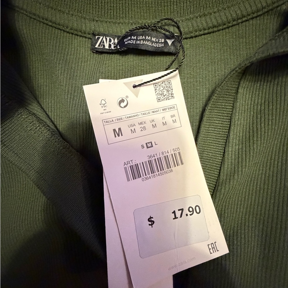 NWT Zara Dark Green Cropped Top - Picture 4 of 6